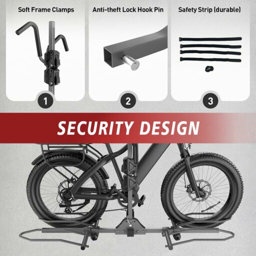 Bike Rack Hitch for Car, 160 Lbs Capacity Foldable 2-Bike Rack for Car SUV, E Bike Carrier w/Tilt-Away, Anti-Rattle Lock, Up to 5-Inch Fat Tire for 2" Receiver