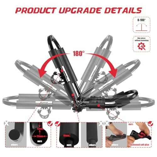 Adjustable tool showing 180-degree rotation and grip details.