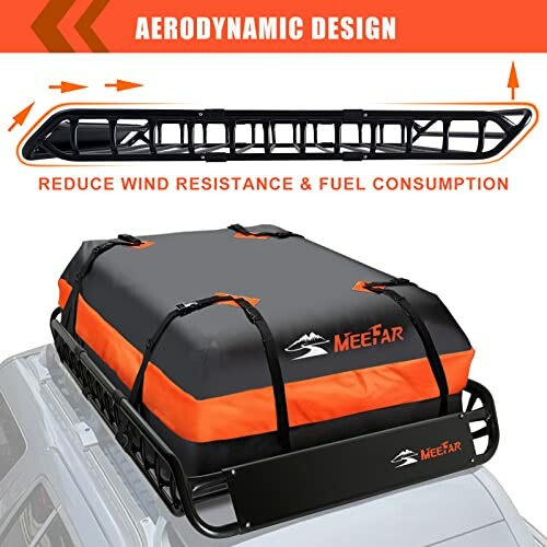 Aerodynamic rooftop cargo carrier design reduces wind resistance and fuel consumption.