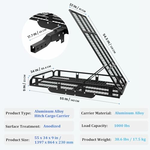 55" x 34" Folding Aluminum Alloy Cargo Carrier