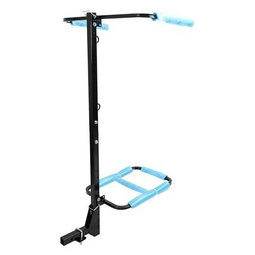 Bicycle training wheels extension with blue handles.