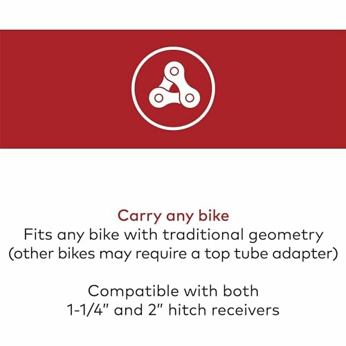 Bike compatibility message with hitch receiver sizes