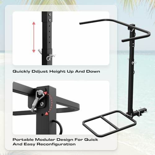 Bike rack with adjustable height and modular design.