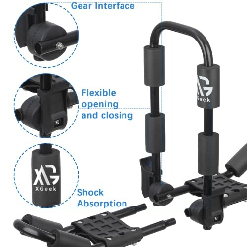 XGeek bike rack mount with gear interface, flexible opening and closing, and shock absorption features.