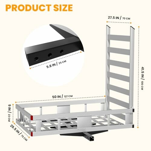 Dimensions of a cargo carrier with detailed measurements.