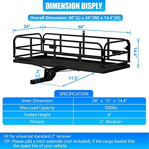Cargo carrier dimensions and specifications.