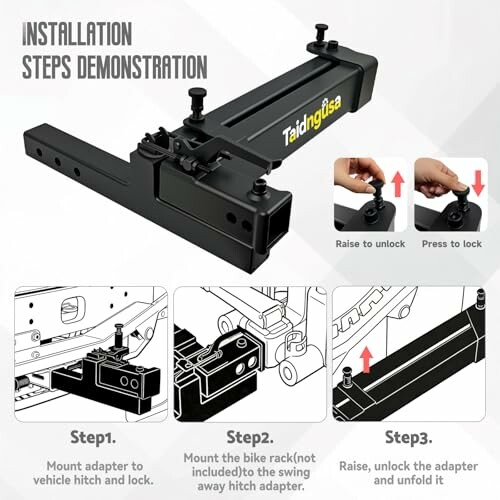 Hitch adapter installation steps with illustrations.