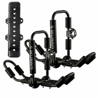 Kayak roof rack set with mounting bracket.