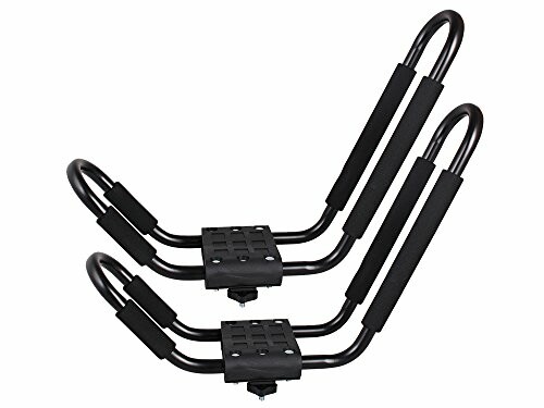 Black kayak roof rack with padded supports