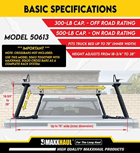 MaxxHaul truck rack specifications and features.