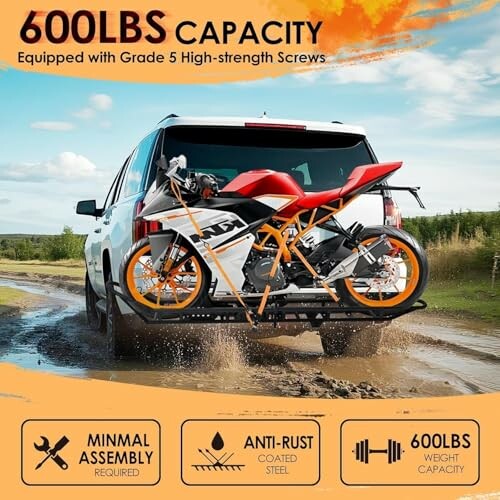Motorcycle carrier on truck with 600lbs capacity