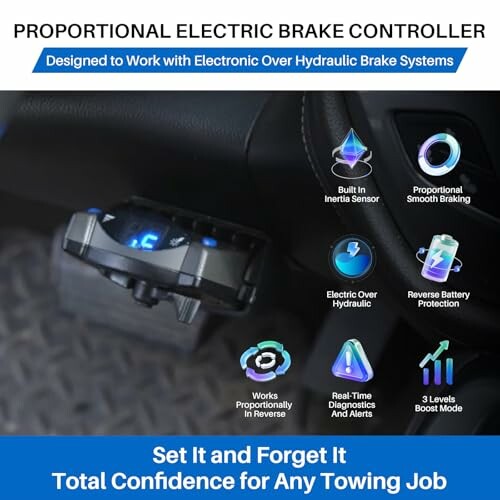 Proportional electric brake controller features and benefits.