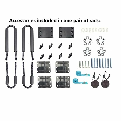 Rack accessories kit with various components including brackets, screws, and handles.