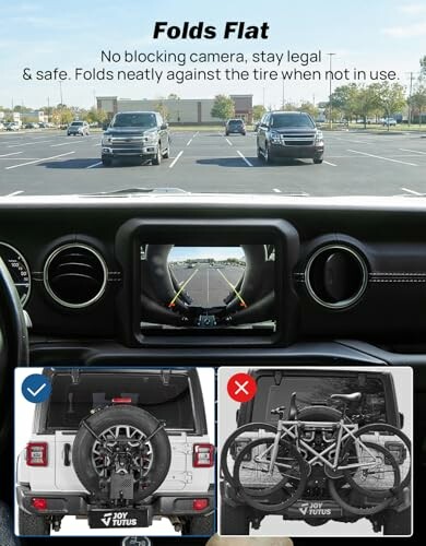 Comparison of rear camera views with different bike racks.
