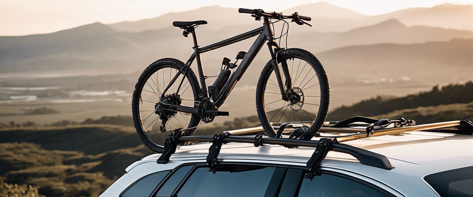 Roof mount bike rack with a bike