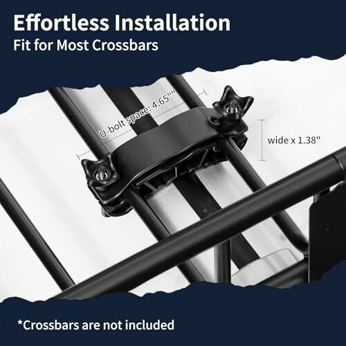 Roof rack installation with U-bolt dimensions.