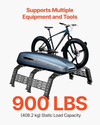 Roof rack supporting 900 lbs with a bike and cargo box.