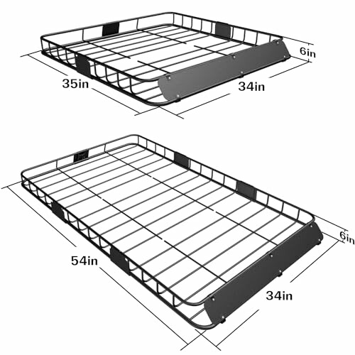 Two steel cargo baskets with dimensions shown.