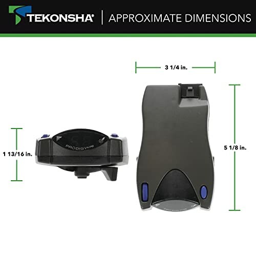 Tekonsha brake controller with approximate dimensions.