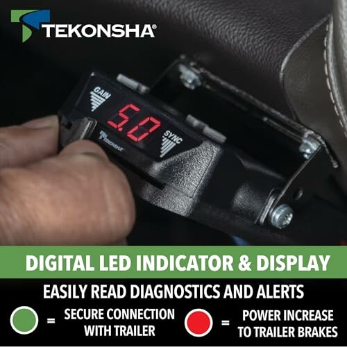 Tekonsha digital LED brake controller with diagnostics and alerts.