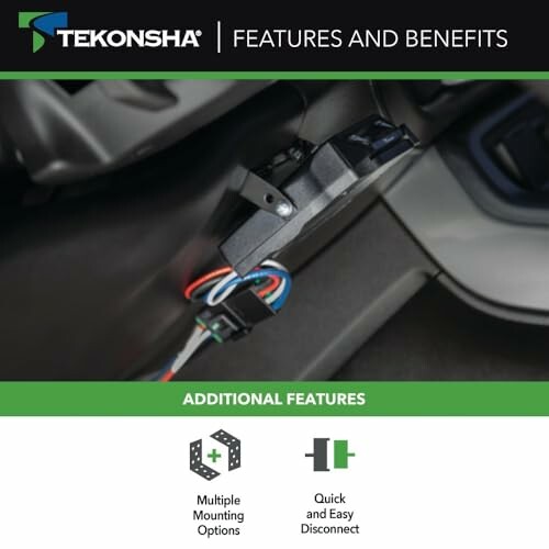 Tekonsha brake controller with multiple mounting options and quick disconnect feature.