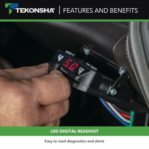 Hand adjusting Tekonsha brake controller with LED digital readout.