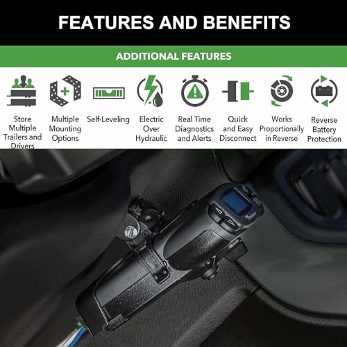 Trailer brake controller with features and benefits.