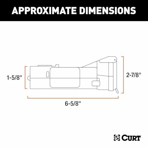 Diagram showing approximate dimensions of a trailer hitch.