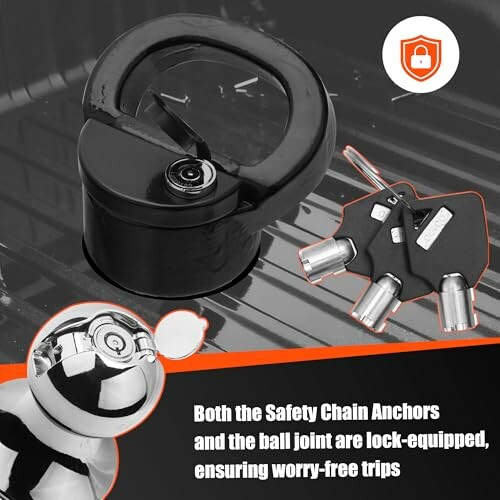 Trailer lock with keys for security.