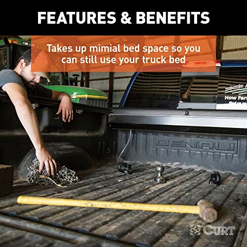 Man organizing tools in a truck bed with minimal space usage.