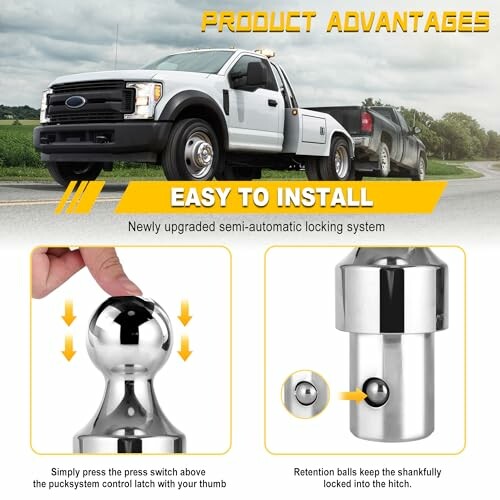 Truck towing a trailer with easy-to-install semi-automatic locking system.