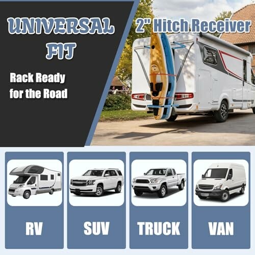 Universal fit 2-inch hitch receiver for RV, SUV, truck, and van.